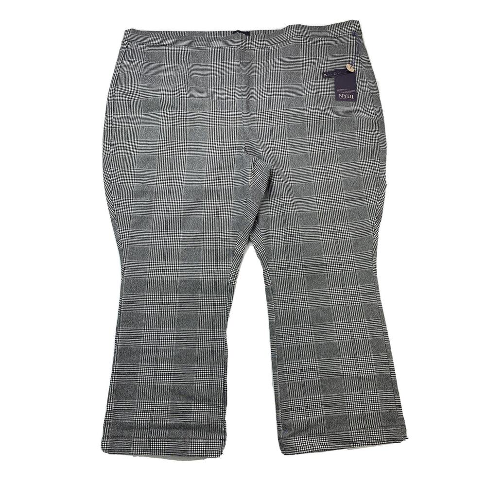 NYDJ Women's Plus 28W Crop Boot Elastic Waist Plaid Stretch Pants 50"Wx25"In NWT